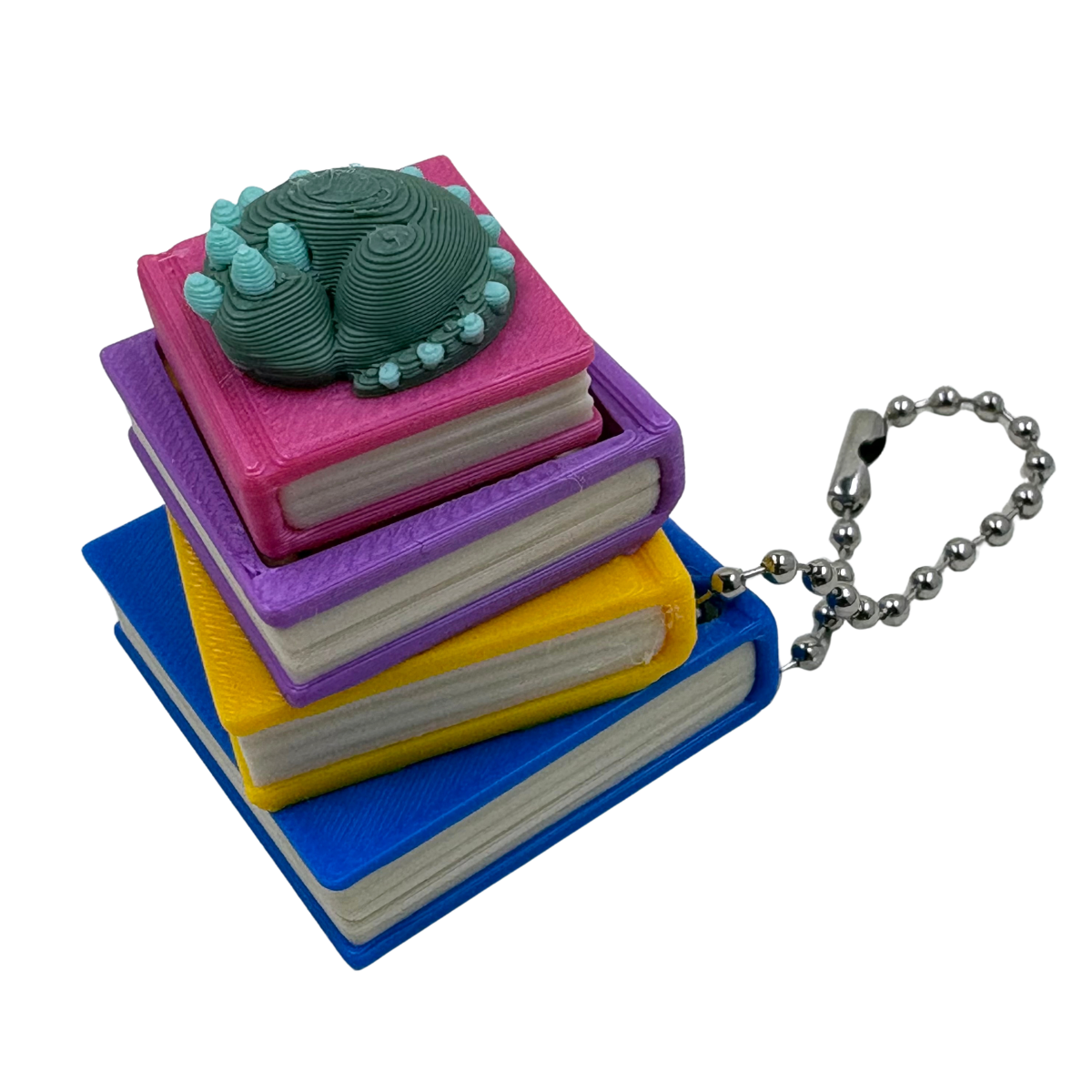 Sleeping Dragon Book Stack Clicker Keyring | 3D Printed Fidget Keychain