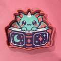 Book dragon 3D printed catch-all tray in mint, coral, purple and white