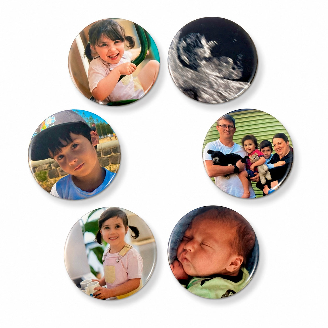 Set of 6 Custom Round Photo Fridge Magnets | 58mm Circle