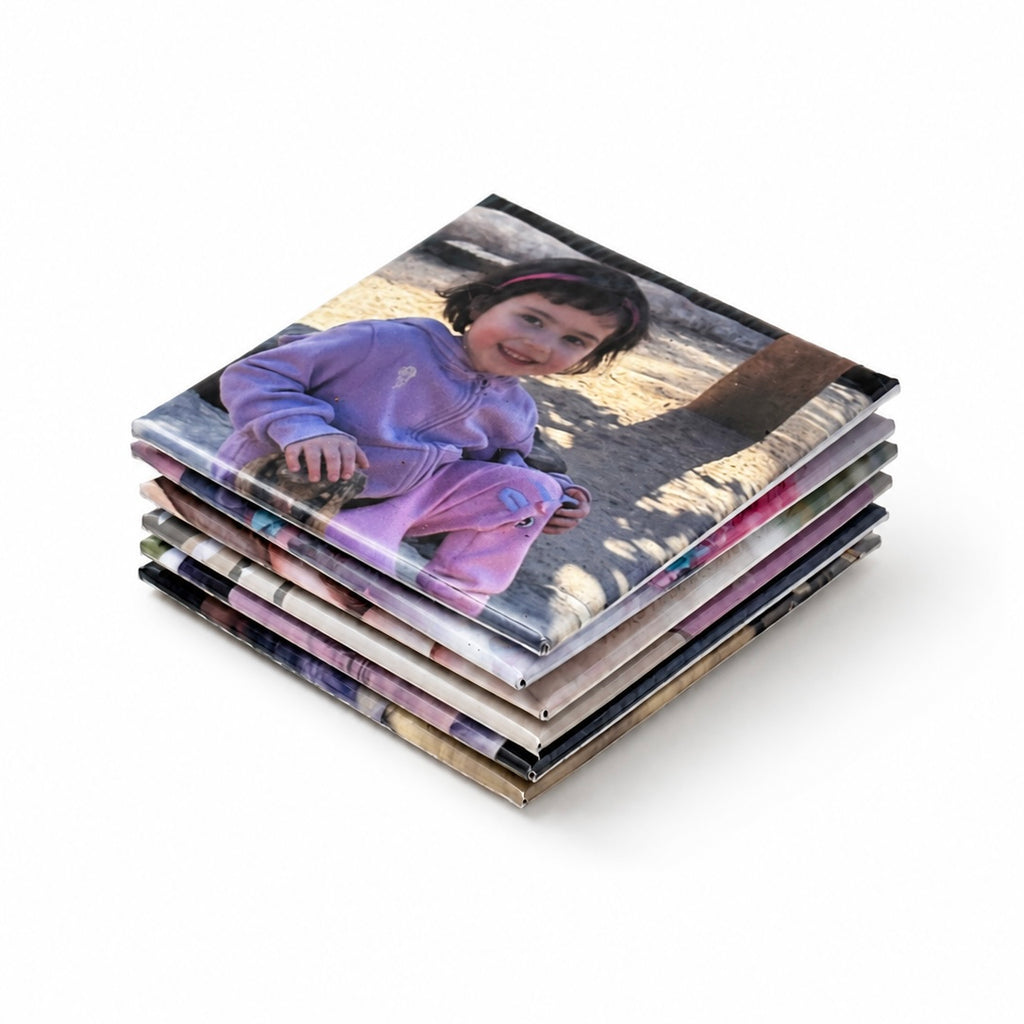 Set of 6 personalised square photo magnets stacked – handmade in Australia – Printed To Stick