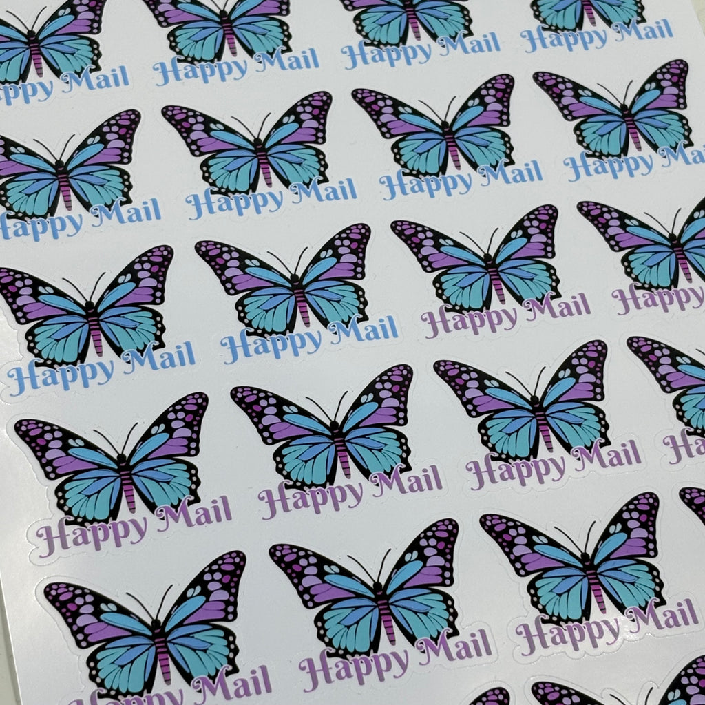 Butterfly Happy Mail Stickers | Glossy Die Cut Packaging Stickers