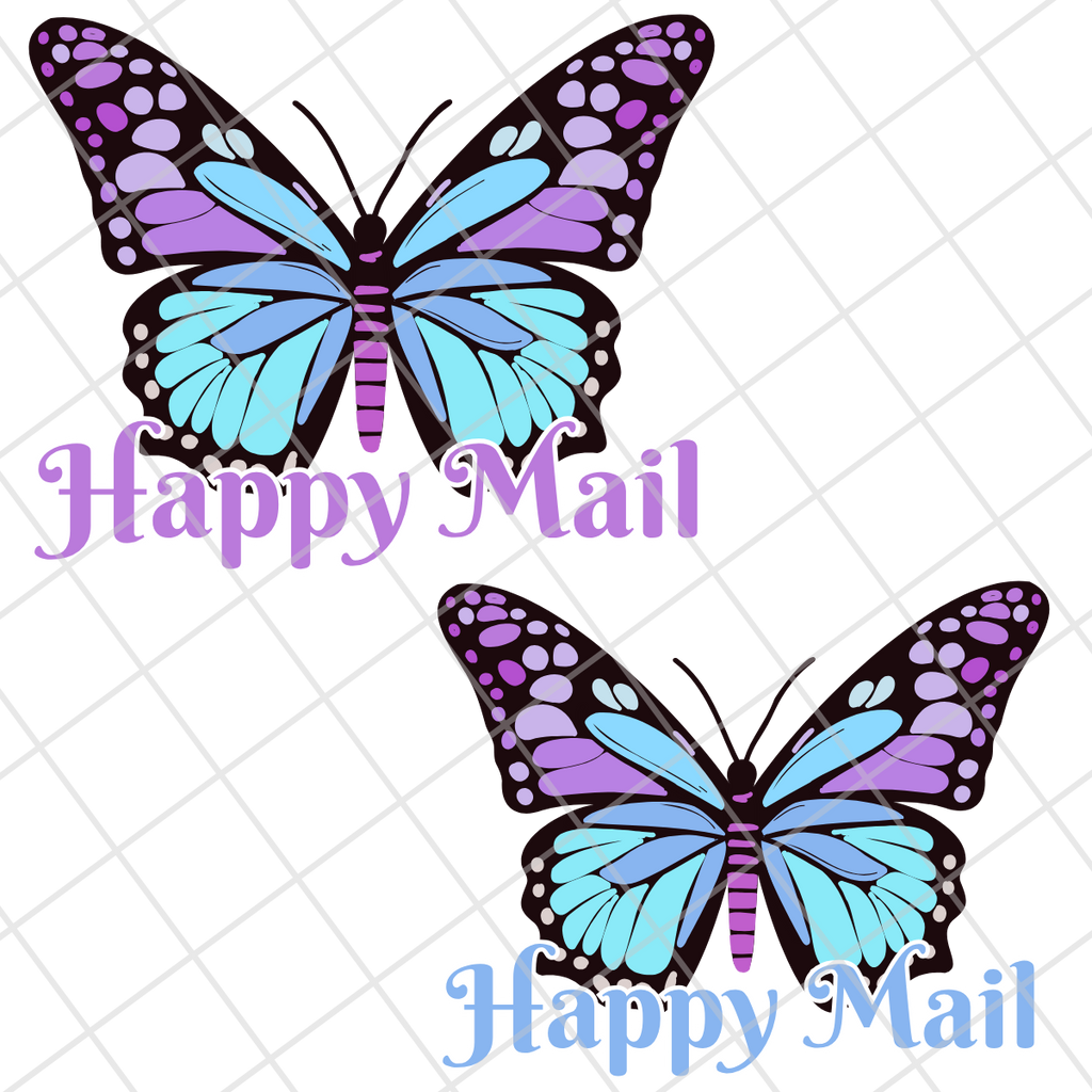 Butterfly Happy Mail Stickers | Glossy Die Cut Packaging Stickers