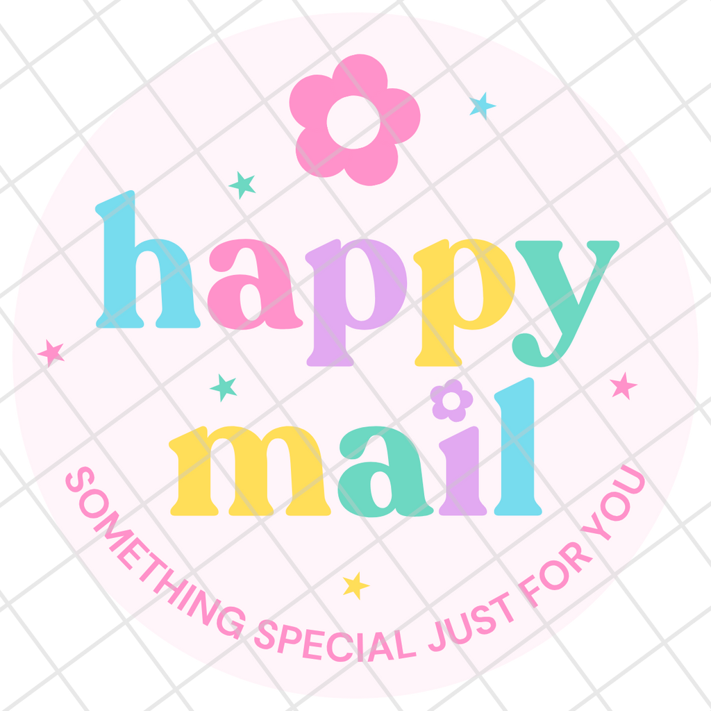 Happy Mail Stickers | 1.5" Glossy Packaging Stickers | 24 Per Sheet