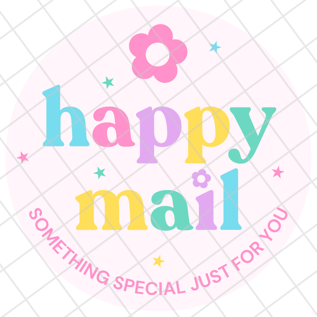 Happy Mail Stickers | 1.5" Glossy Packaging Stickers | 24 Per Sheet