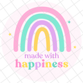 Made With Happiness Stickers | Rainbow Packaging Stickers | 1.5" Glossy Labels