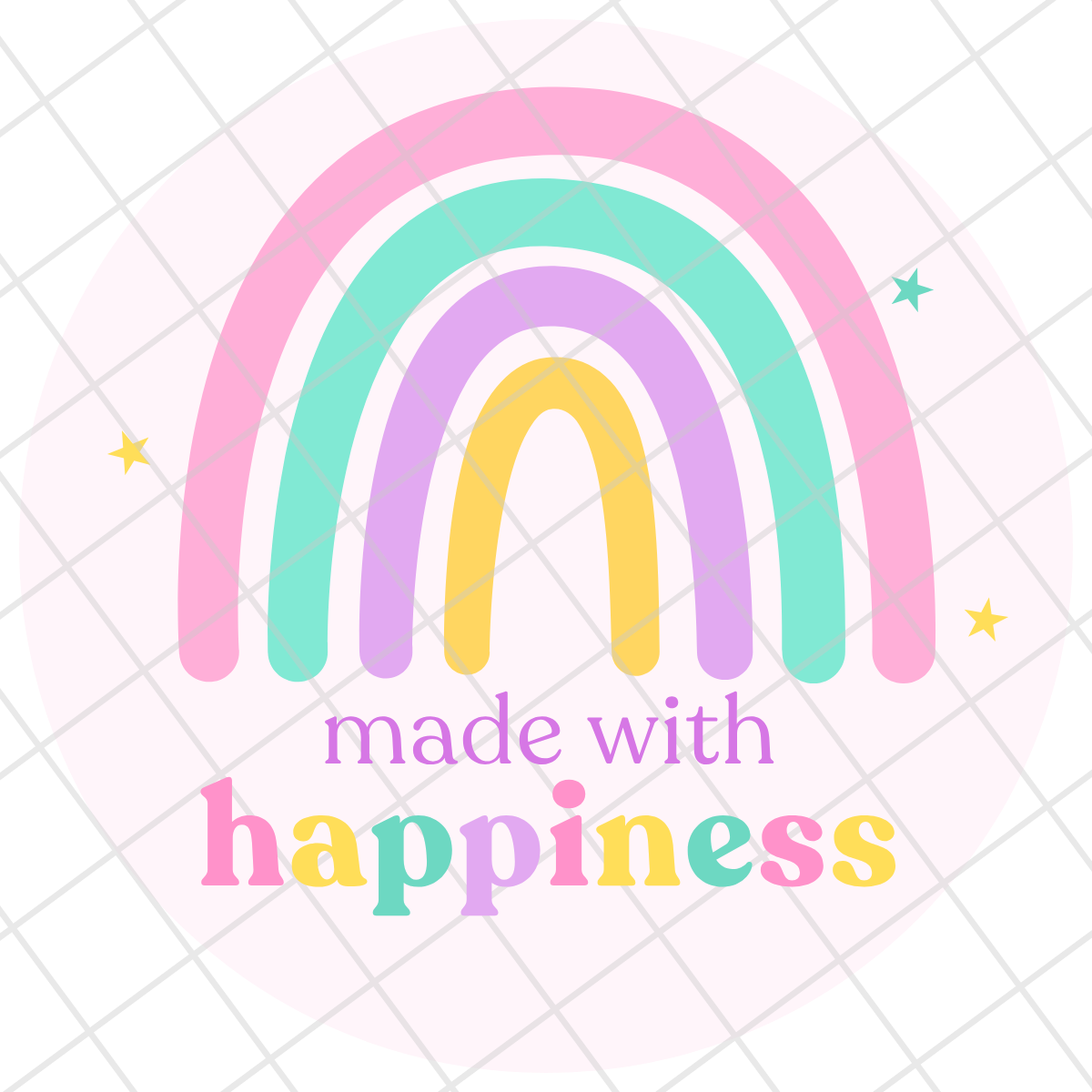 Made With Happiness Stickers | Rainbow Packaging Stickers | 1.5" Glossy Labels