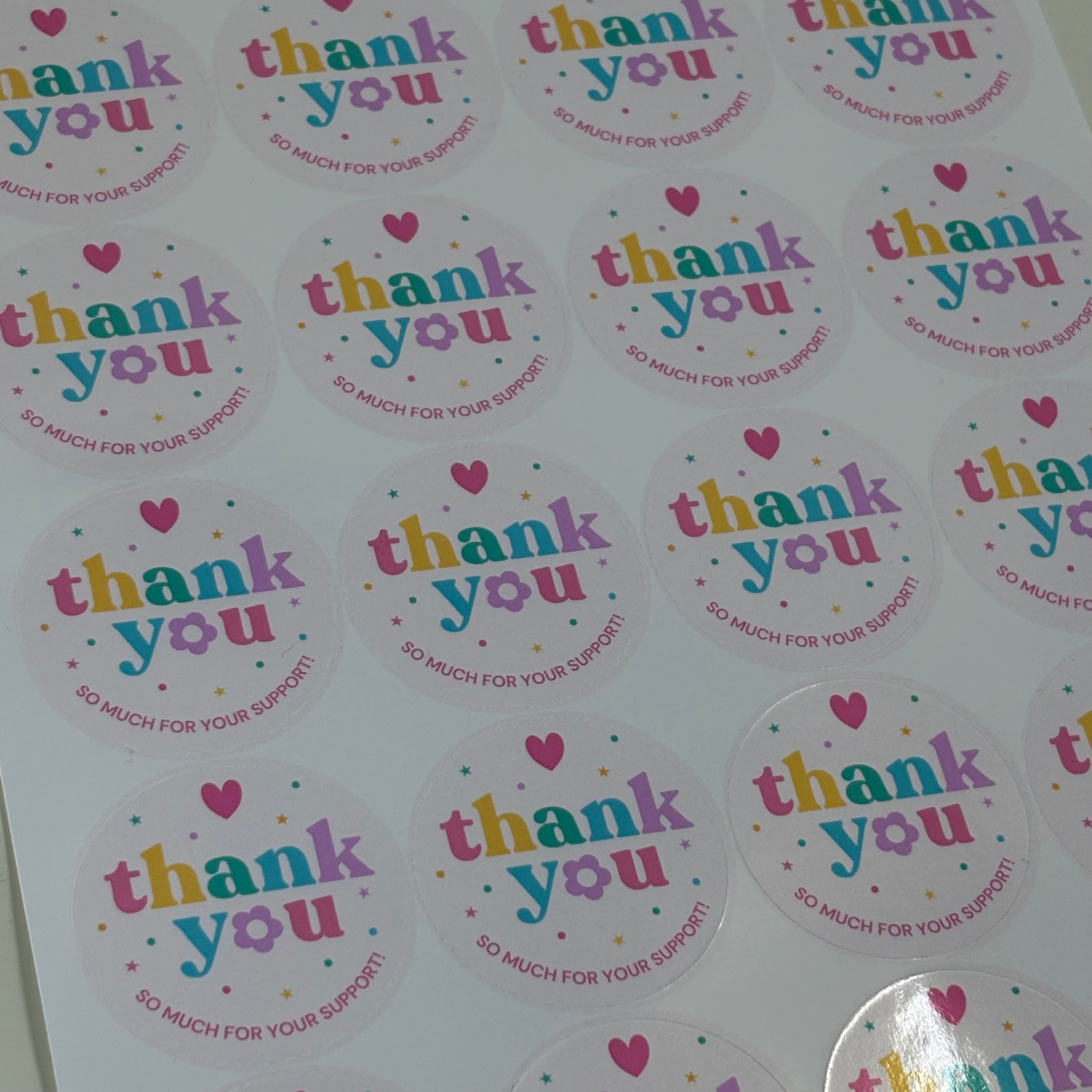Round Thank You Stickers | 1.5" Glossy Labels | 24 Stickers Per Sheet