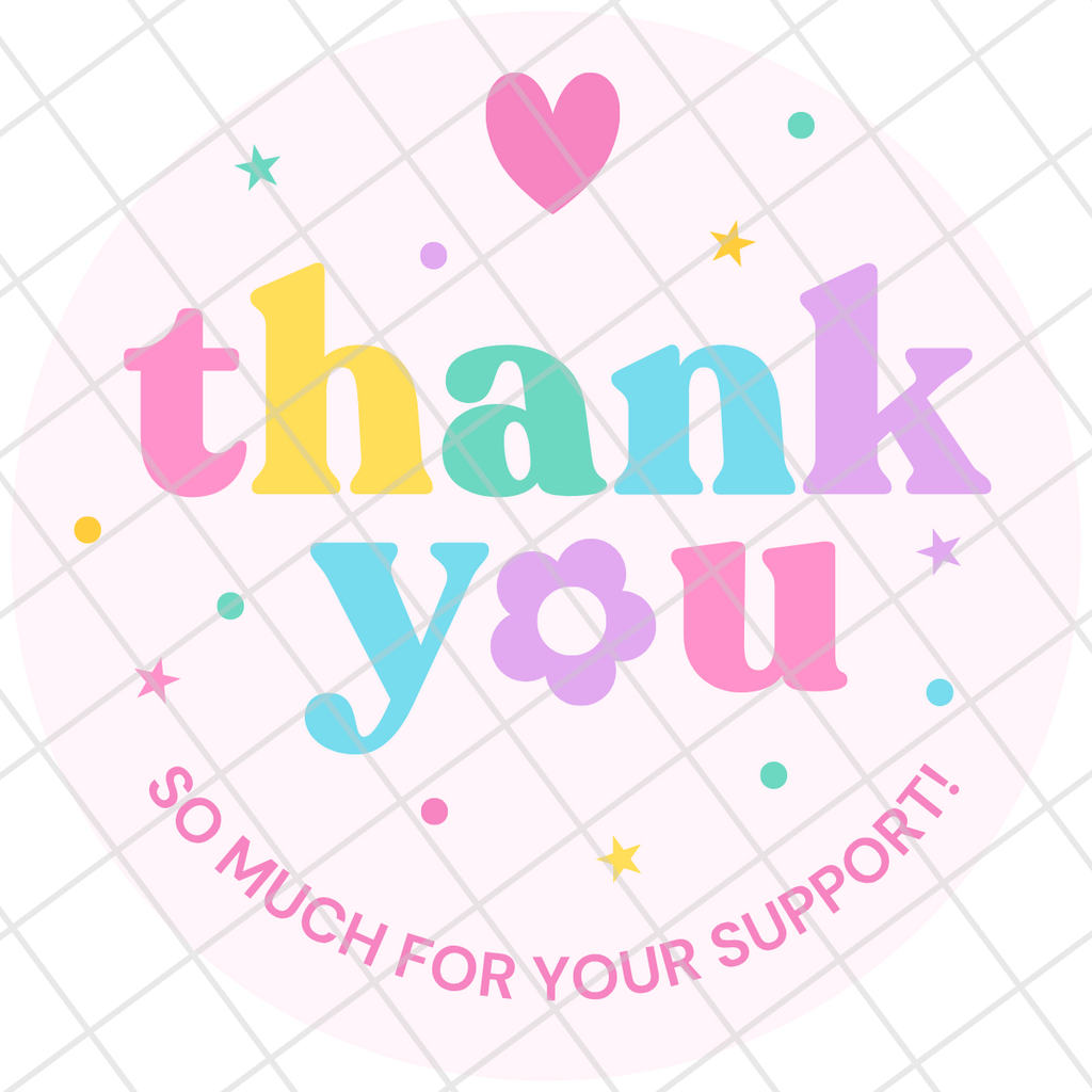 Round Thank You Stickers | 1.5" Glossy Labels | 24 Stickers Per Sheet