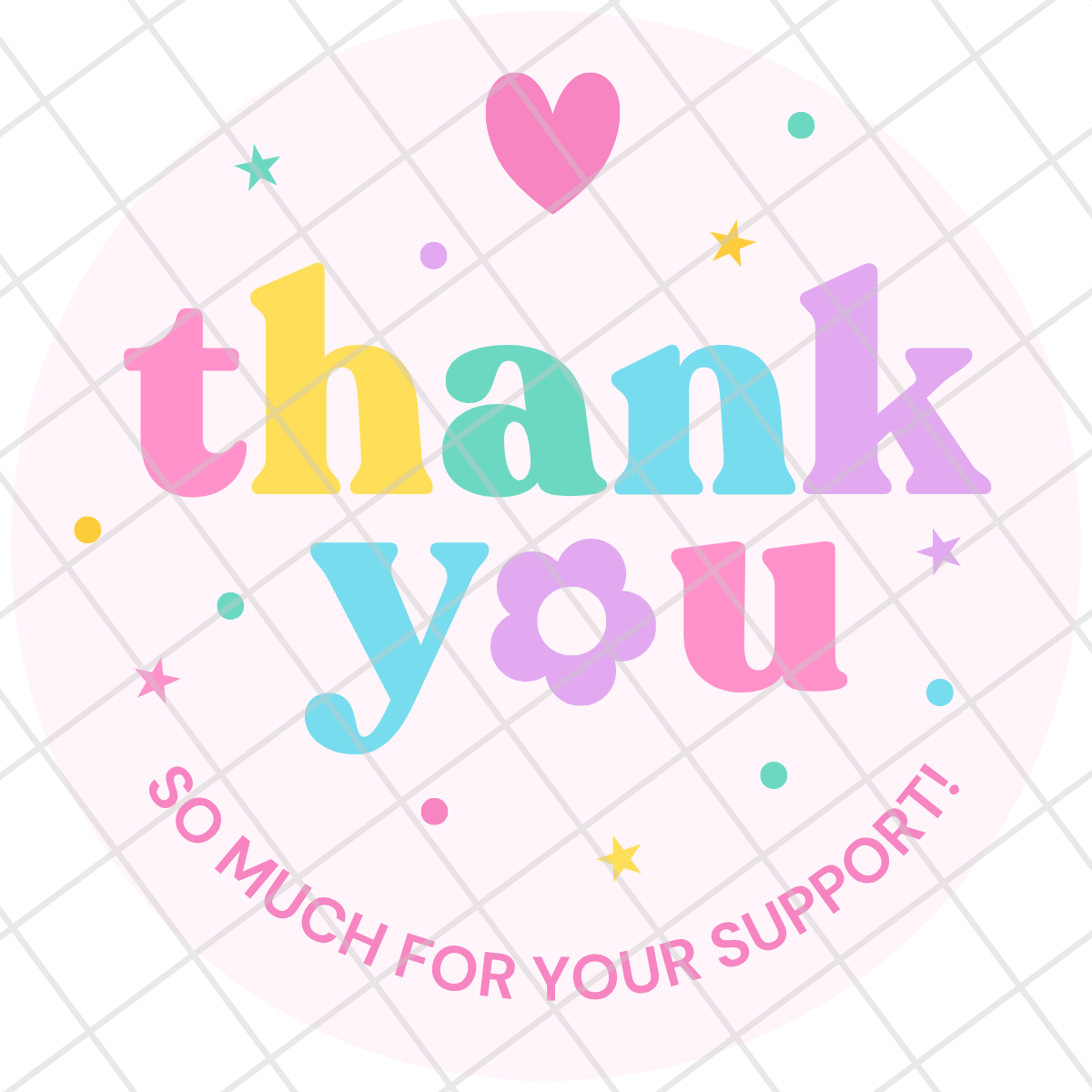 Round Thank You Stickers | 1.5" Glossy Labels | 24 Stickers Per Sheet